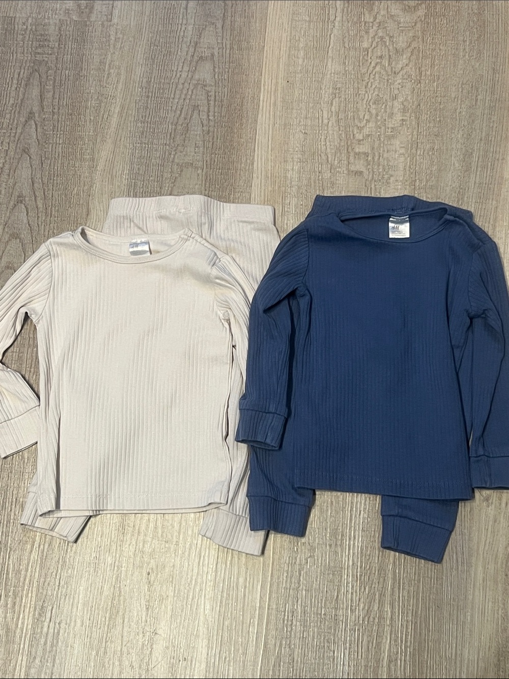 H&M Ribbed Long-Sleeve Top - Navy & Cream